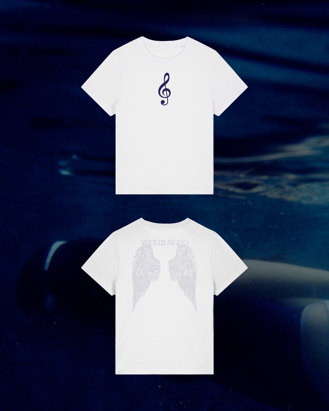 VENUS ANON 'TREBLE CLEF' TEE WHITE [SHORT FIT]